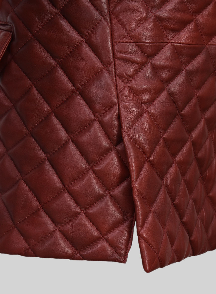 Spanish Red Bocelli Quilted Leather Blazer - StudioSuits