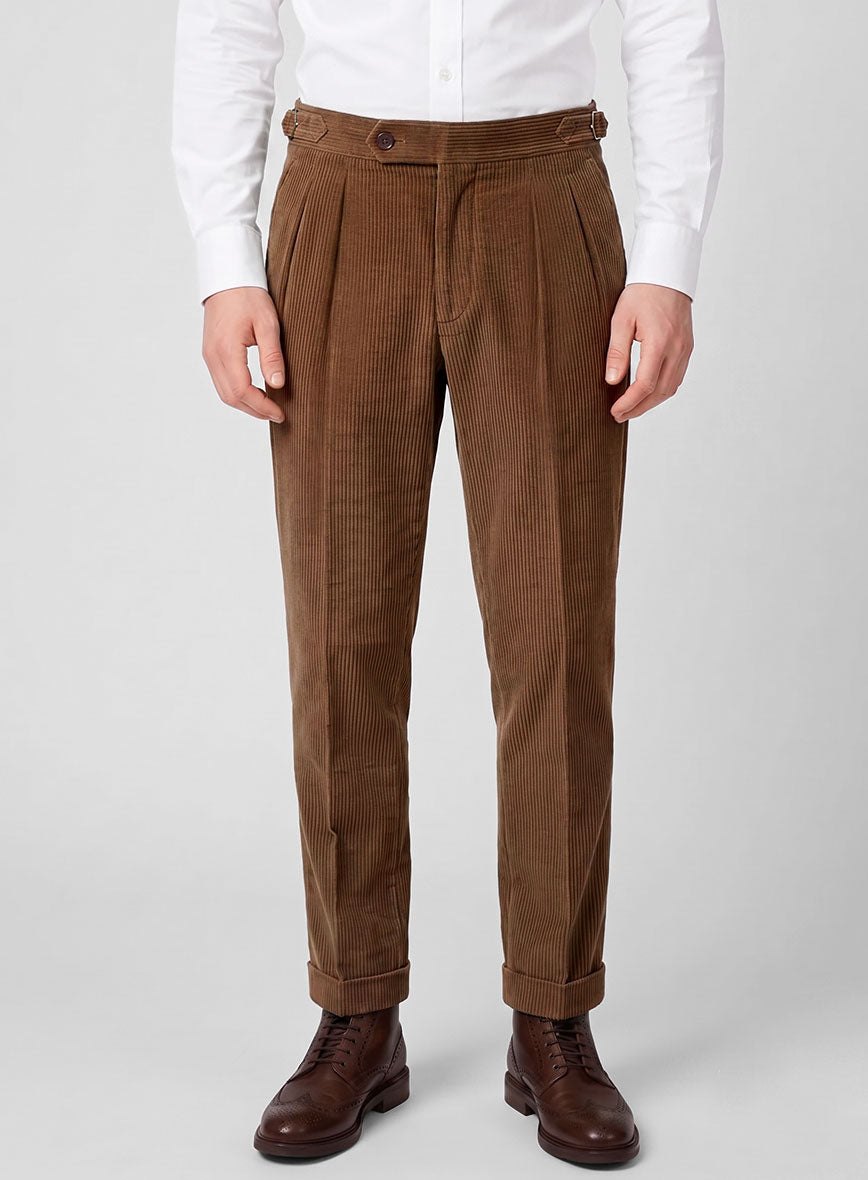 Men's Spring Brown Corduroy Highland Trousers by StudioSuits