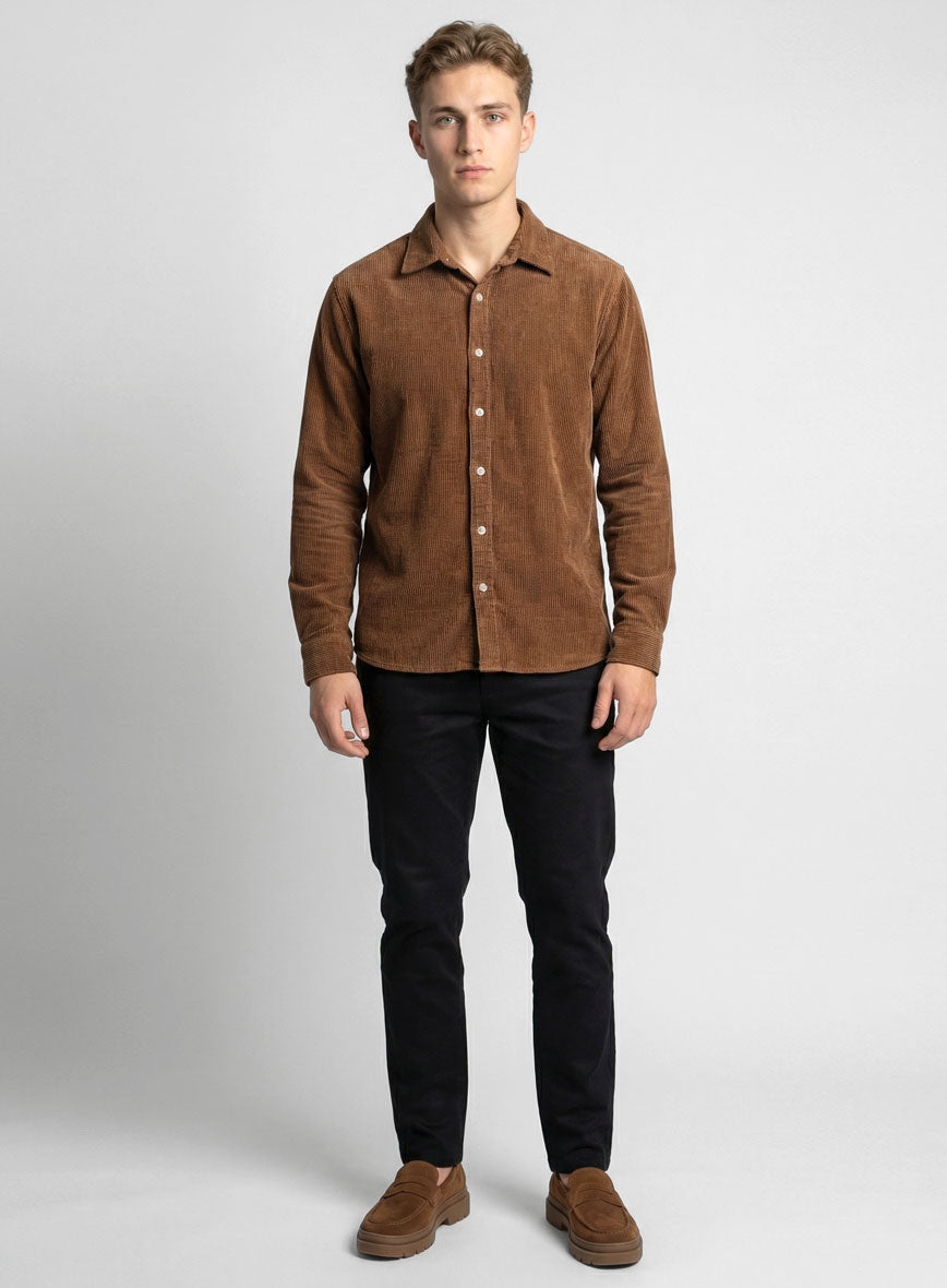 Spring Brown Corduroy Shirt - StudioSuits