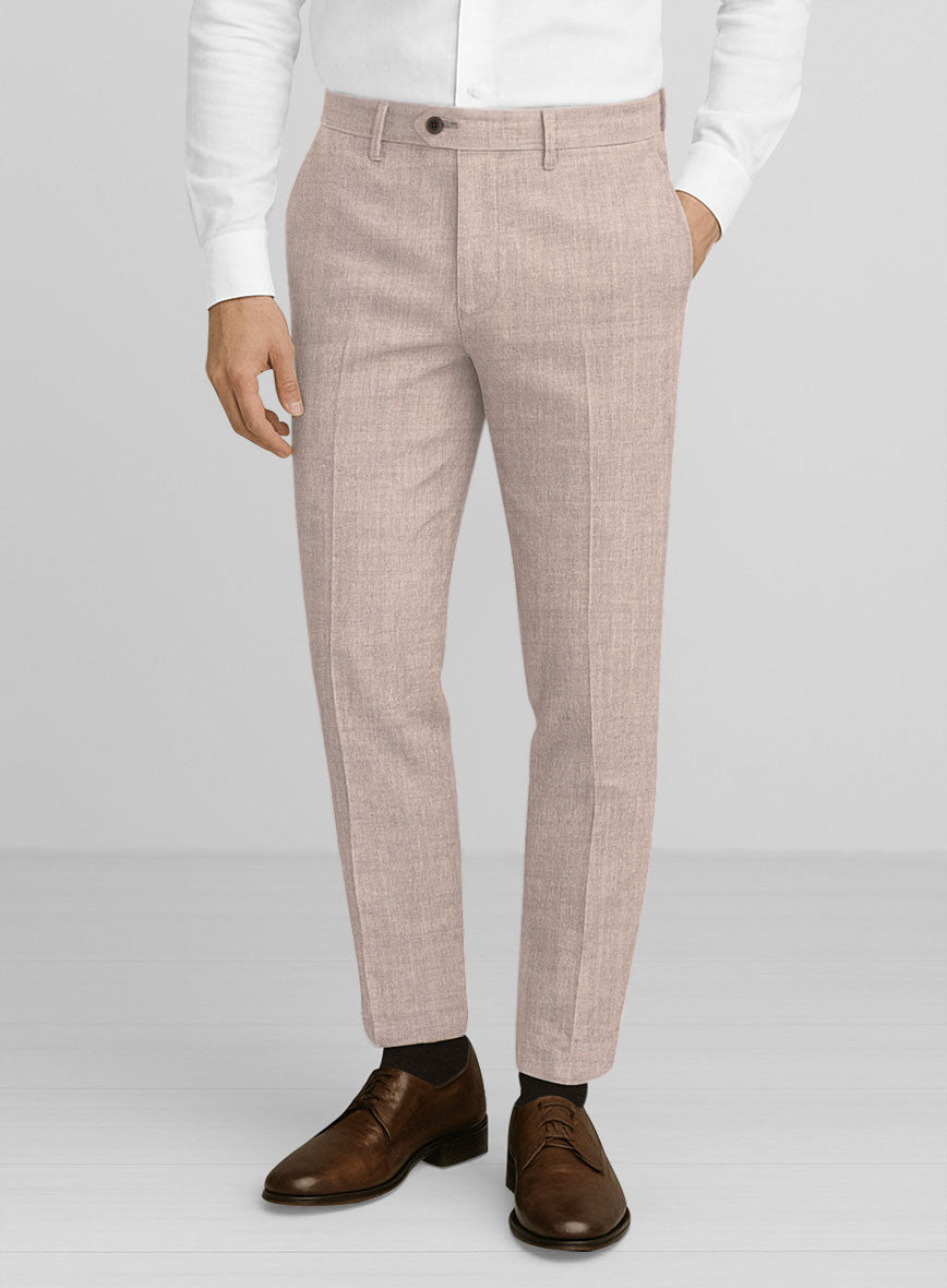 Spring Melange Oyster Pink Wool Pants - StudioSuits