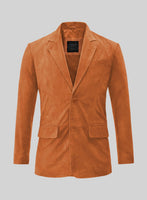 Spring Orange Suede Leather Blazer - StudioSuits