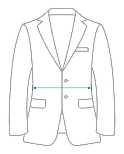 Jacket stomach measurement taken across the narrowest point of the waist