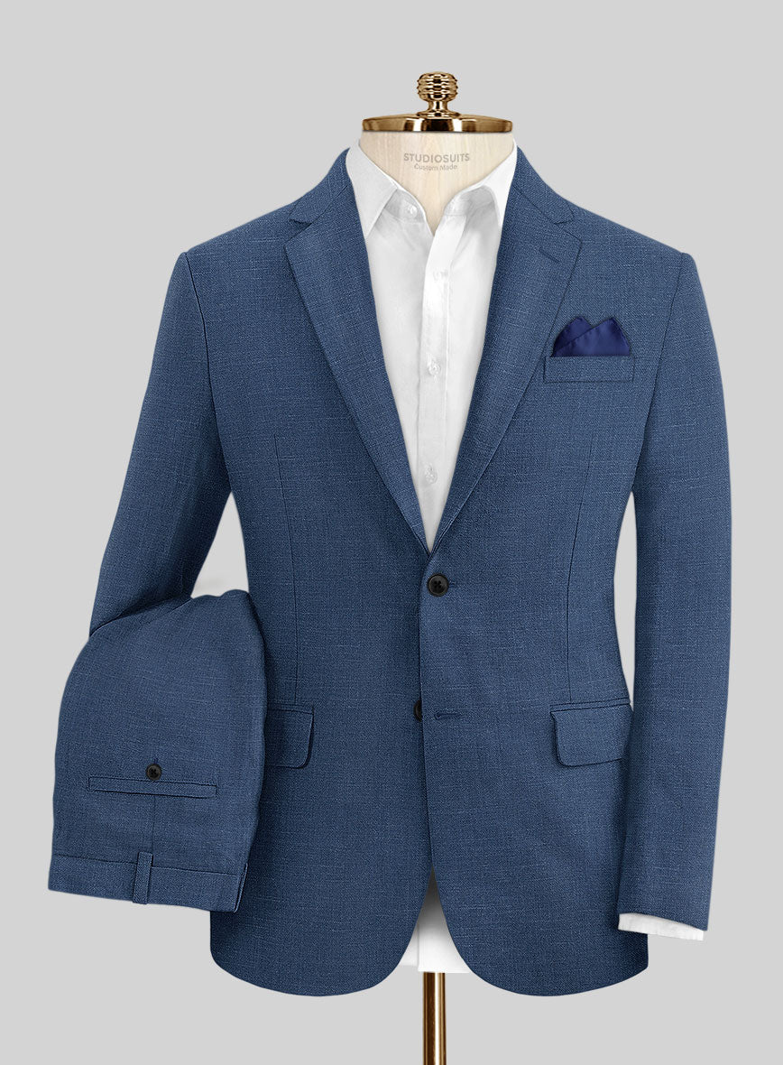 Stone Blue Linen Suit - StudioSuits