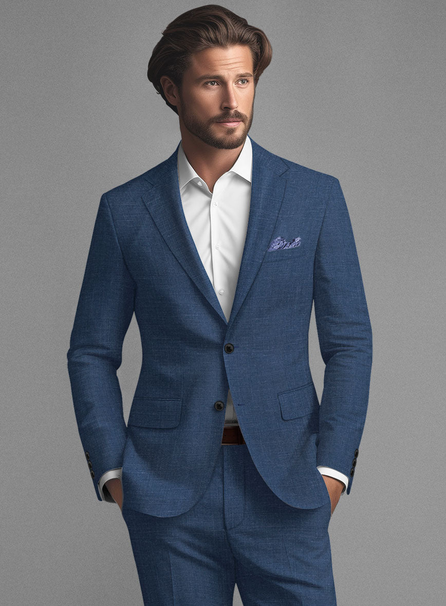 Stone Blue Linen Suit - StudioSuits