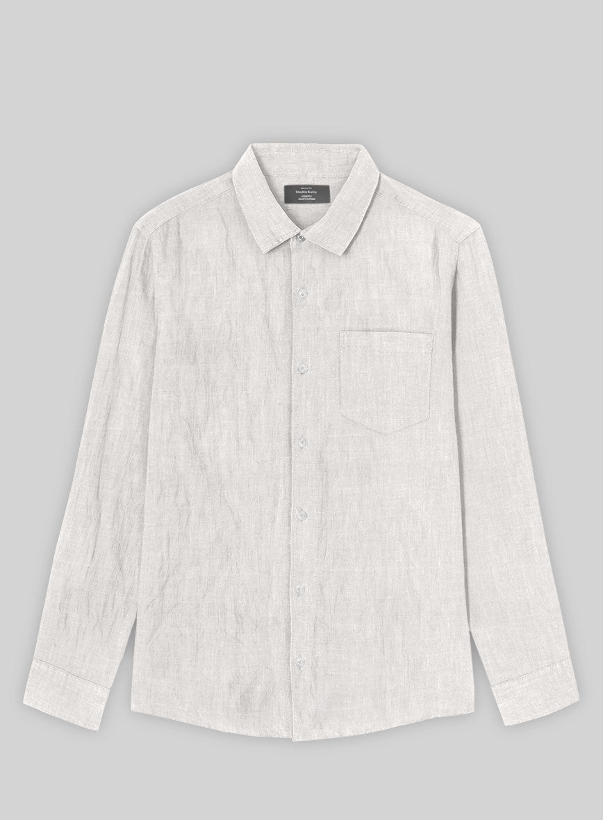Stone Mist Pure Linen Shirt - StudioSuits