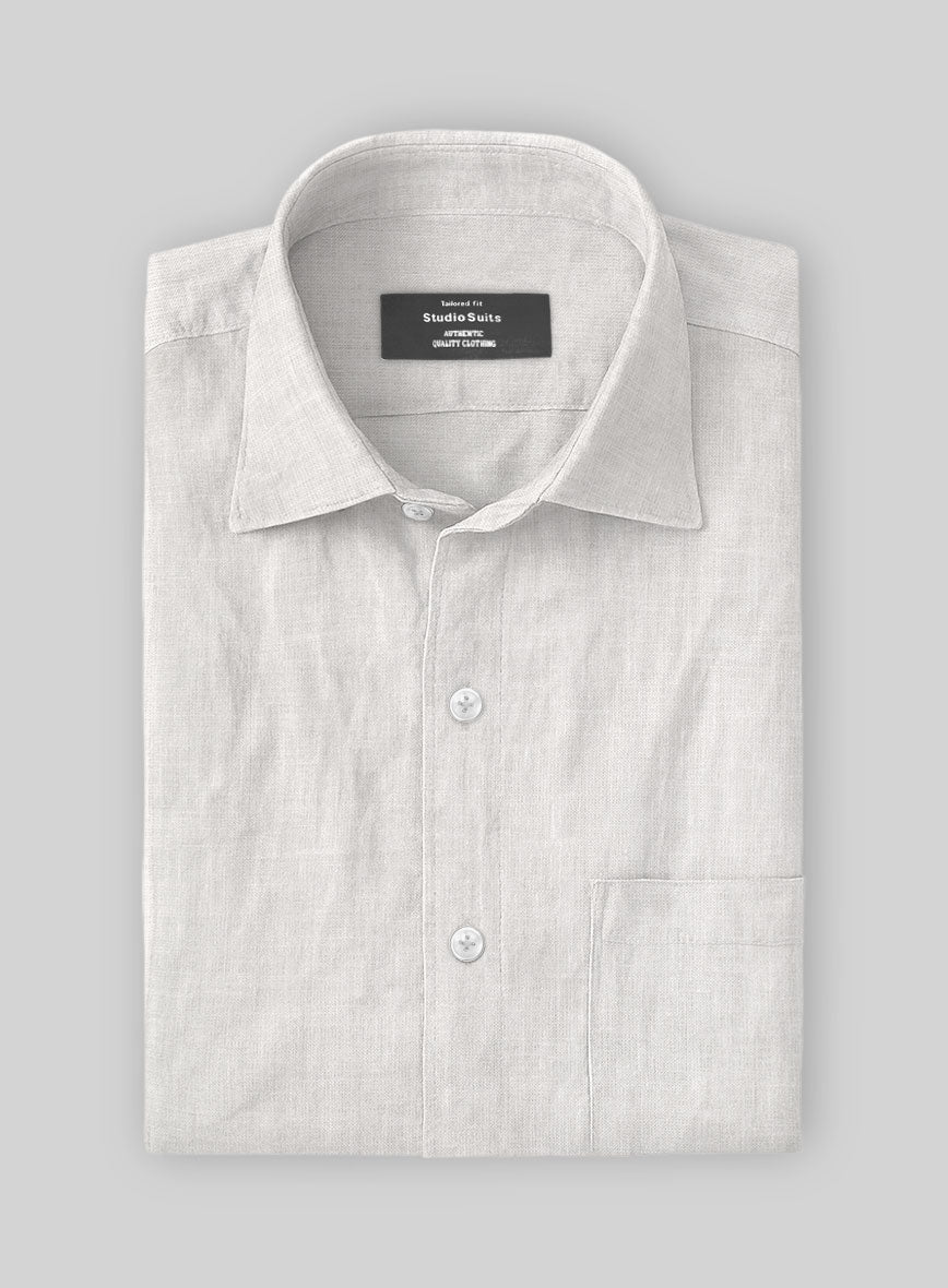 Stone Mist Pure Linen Shirt - StudioSuits