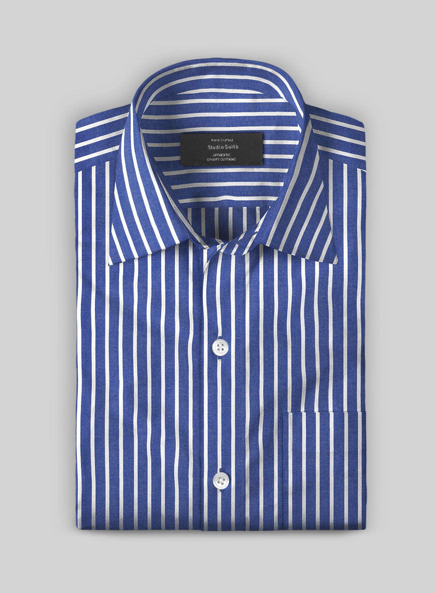 Stratton Blue Cotton Shirt - StudioSuits