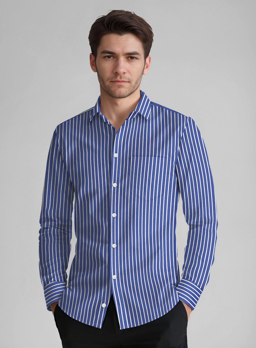 Stratton Blue Cotton Shirt - StudioSuits
