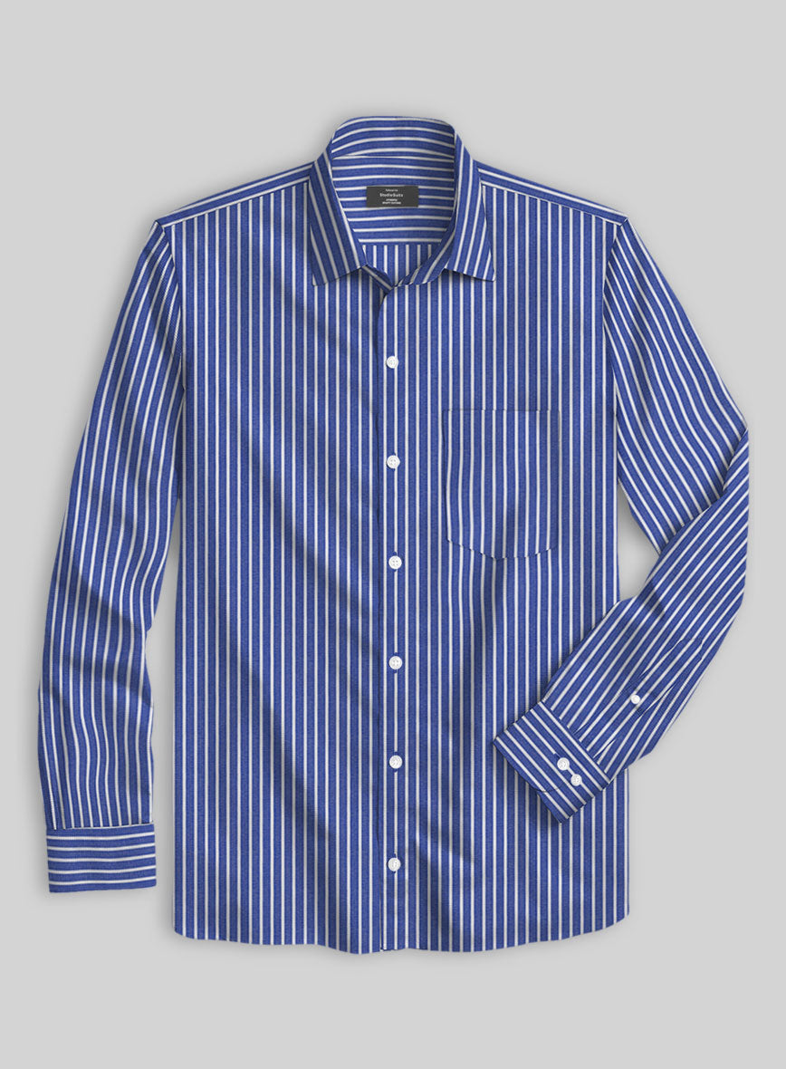 Stratton Blue Cotton Shirt - StudioSuits