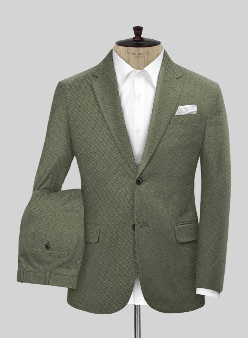 Stretch Summer Olive Green Chino Suit - StudioSuits