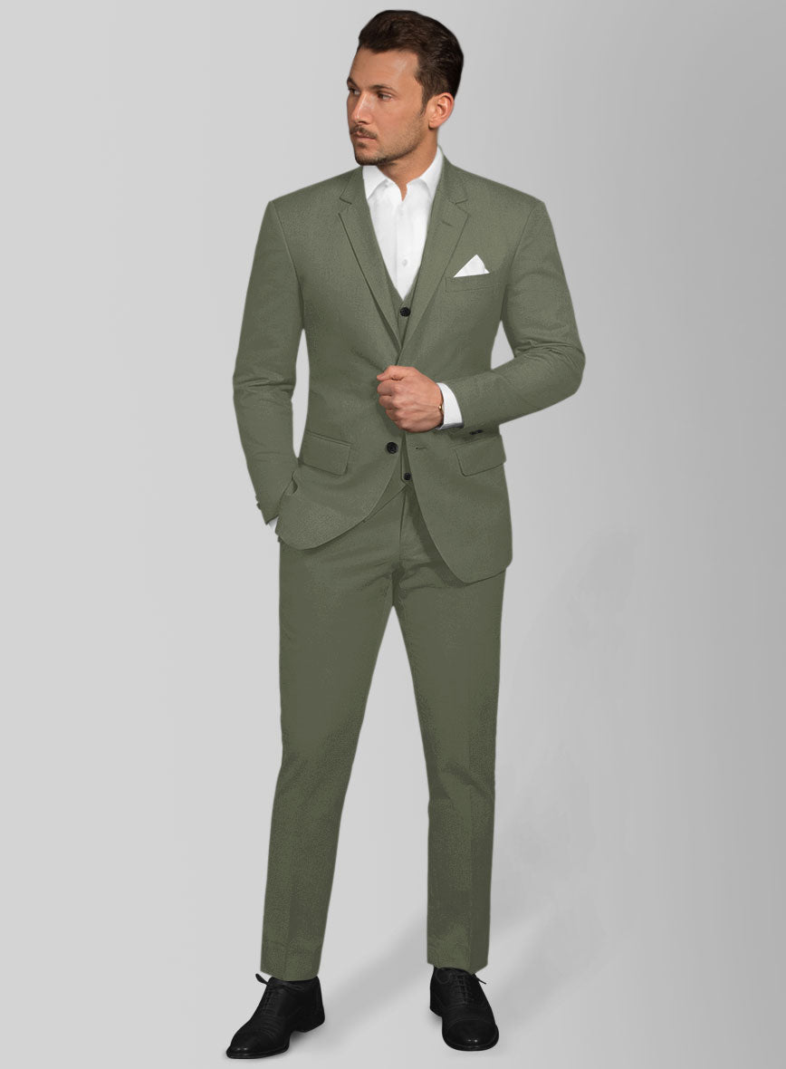 Stretch Summer Olive Green Chino Suit - StudioSuits