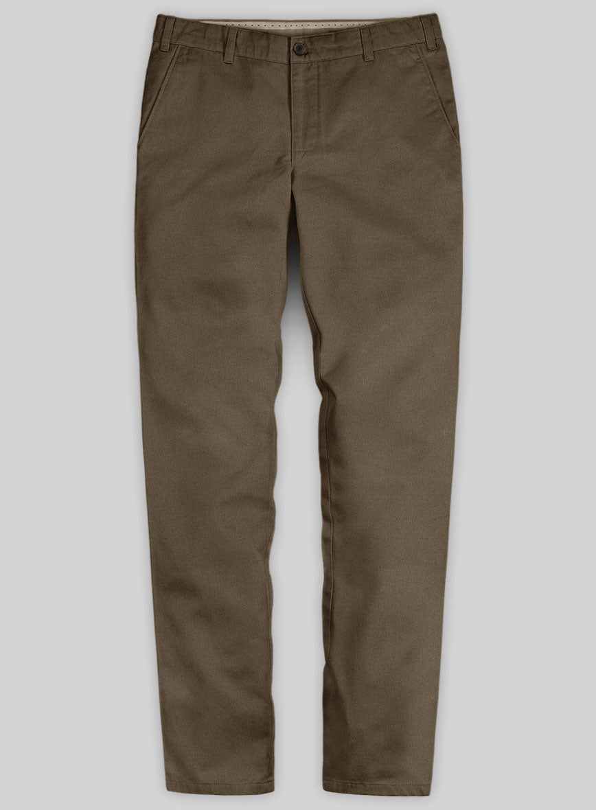 Washed Stretch Summer Weight Brown Chino Pants - StudioSuits