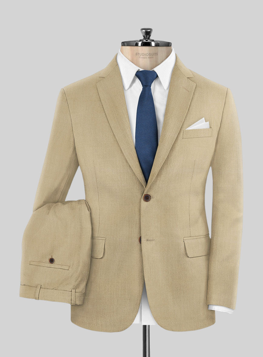 Stretch Beige Wool Suit - StudioSuits