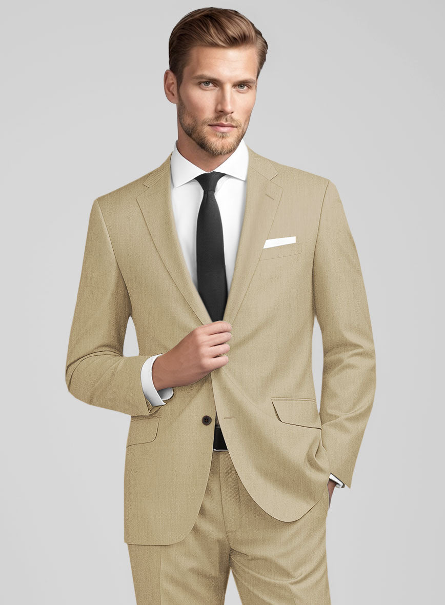 Stretch Beige Wool Suit - StudioSuits