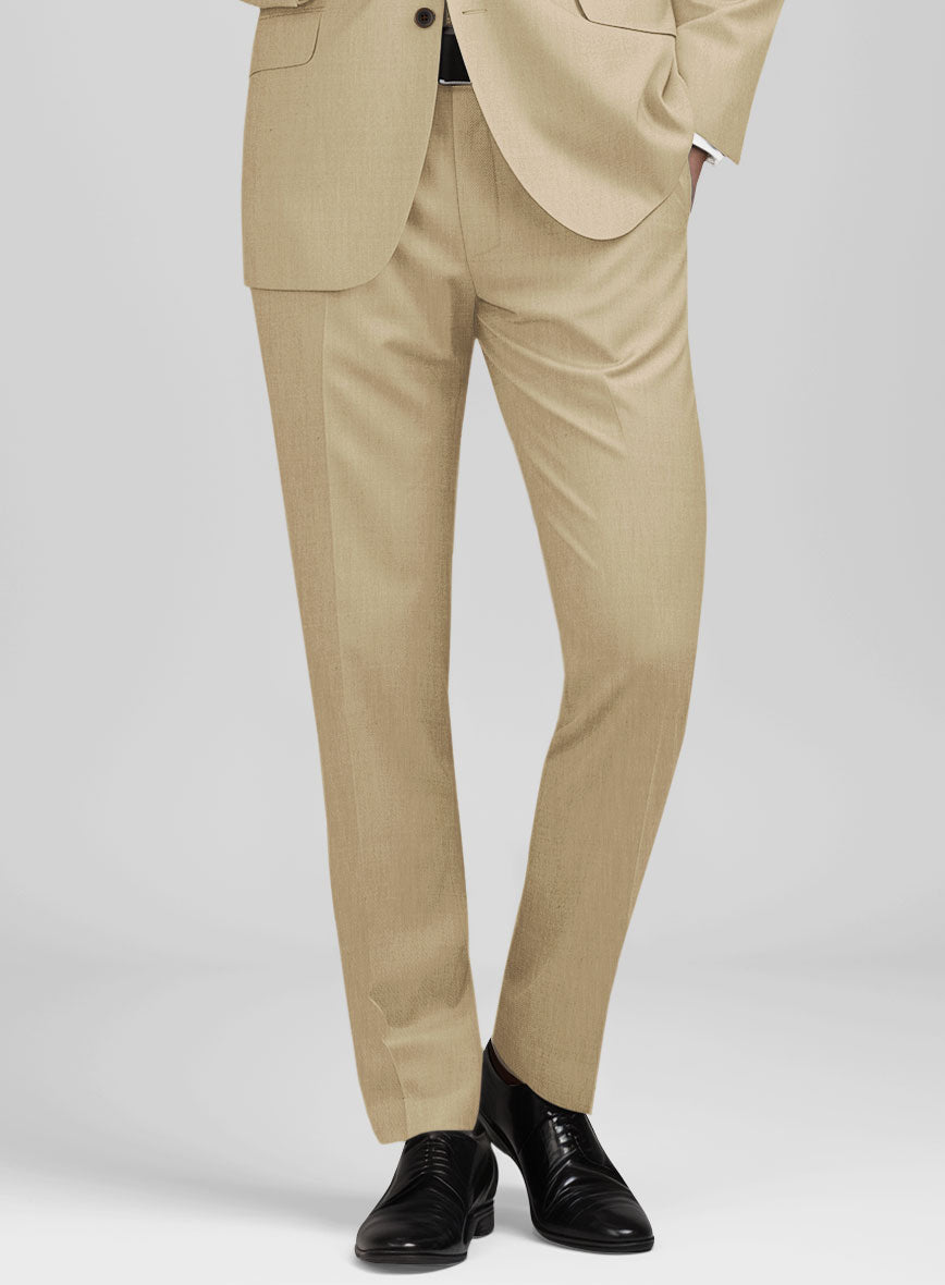 Stretch Beige Wool Suit - StudioSuits