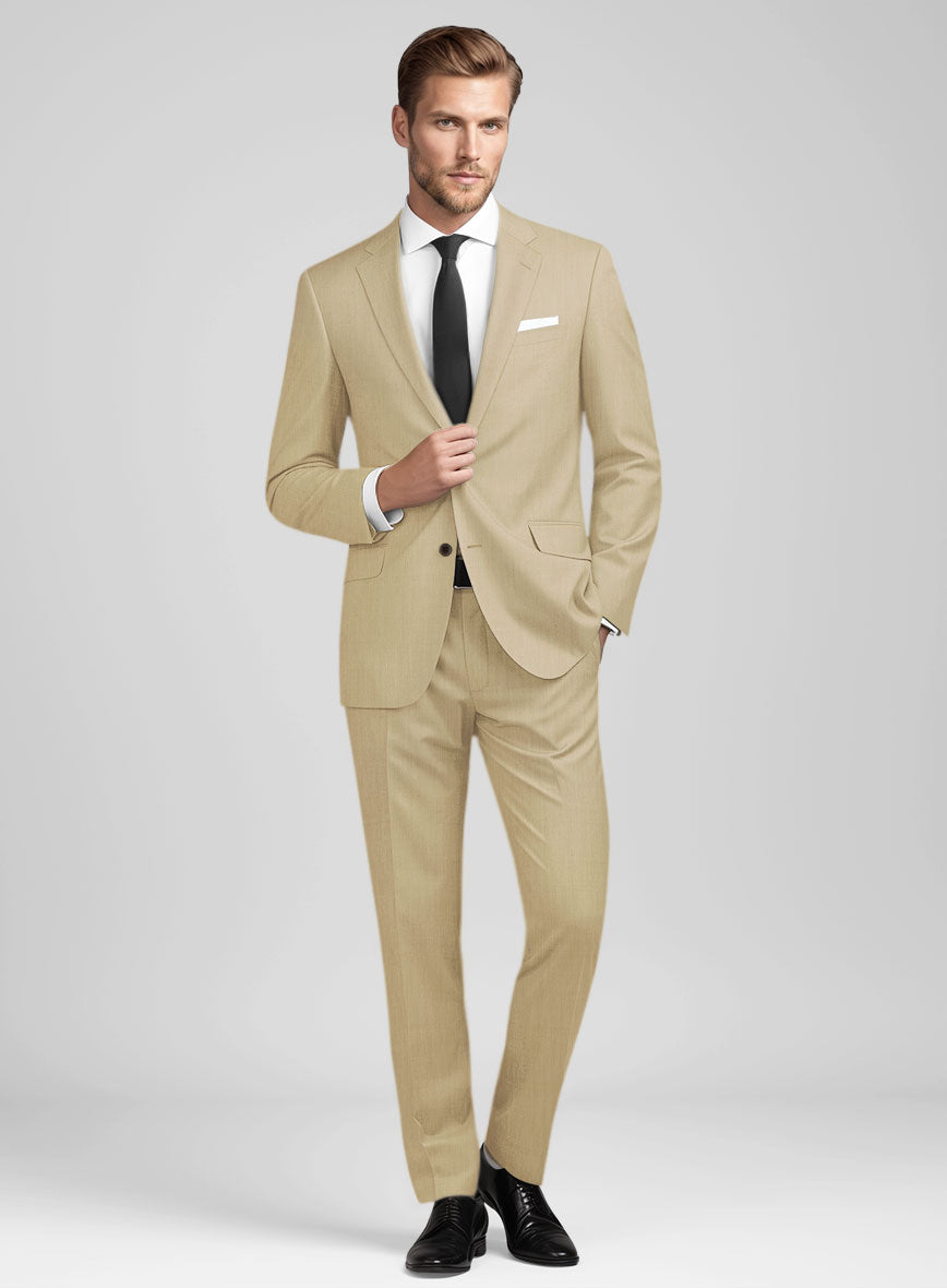 Stretch Beige Wool Suit - StudioSuits