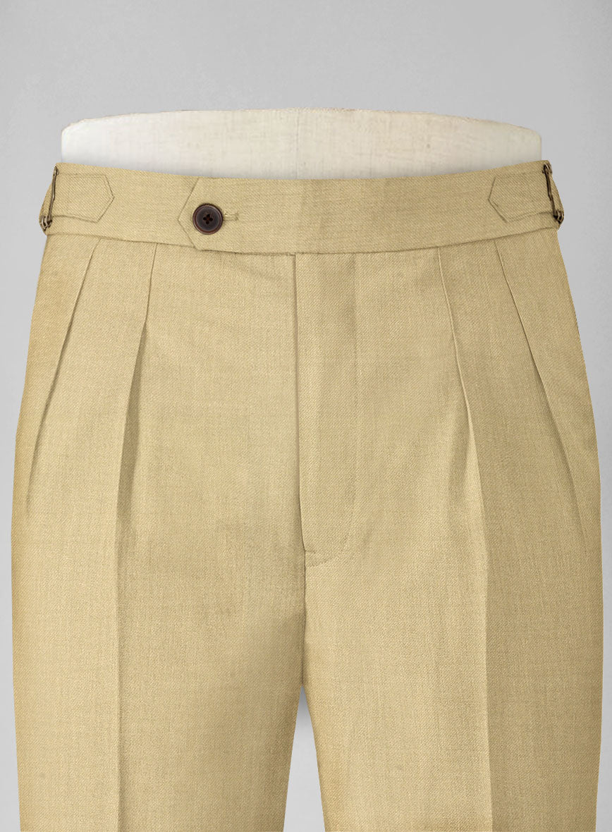 Stretch Beige Wool Highland Trousers - StudioSuits