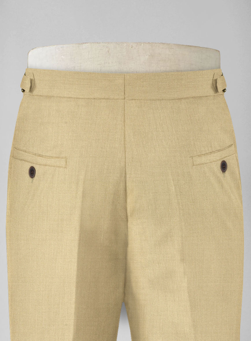 Stretch Beige Wool Highland Trousers - StudioSuits