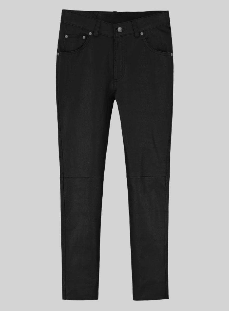 Stretch Black Leather Jeans - StudioSuits