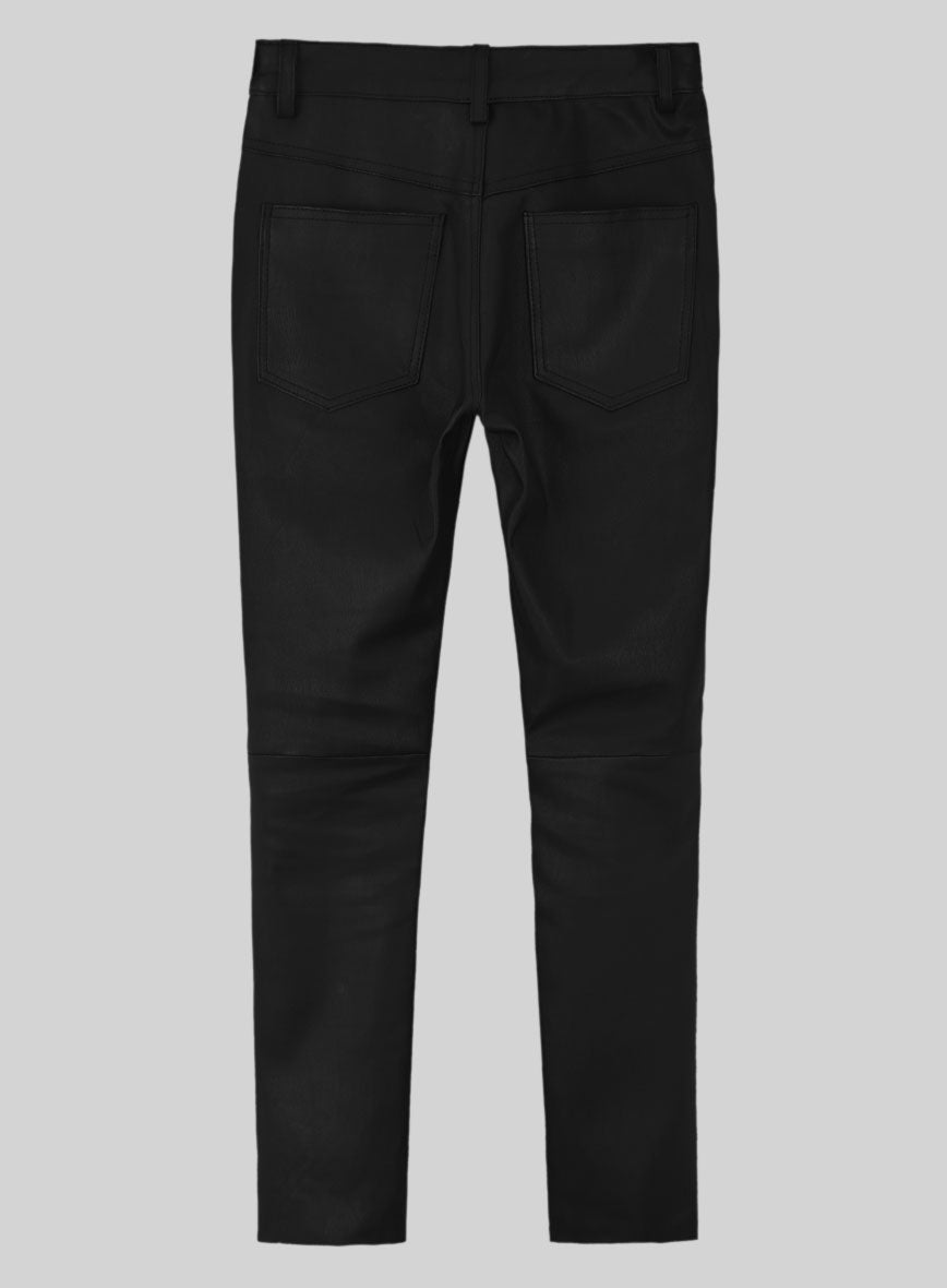 Stretch Black Leather Jeans - StudioSuits