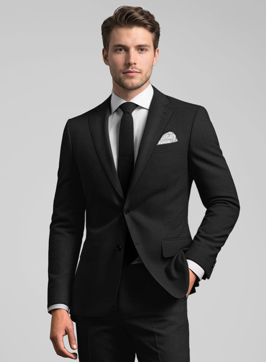 Stretch Black Wool Suit - StudioSuits