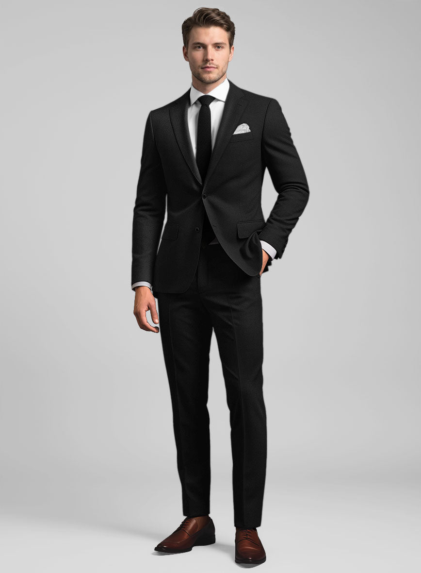 Stretch Black Wool Suit - StudioSuits