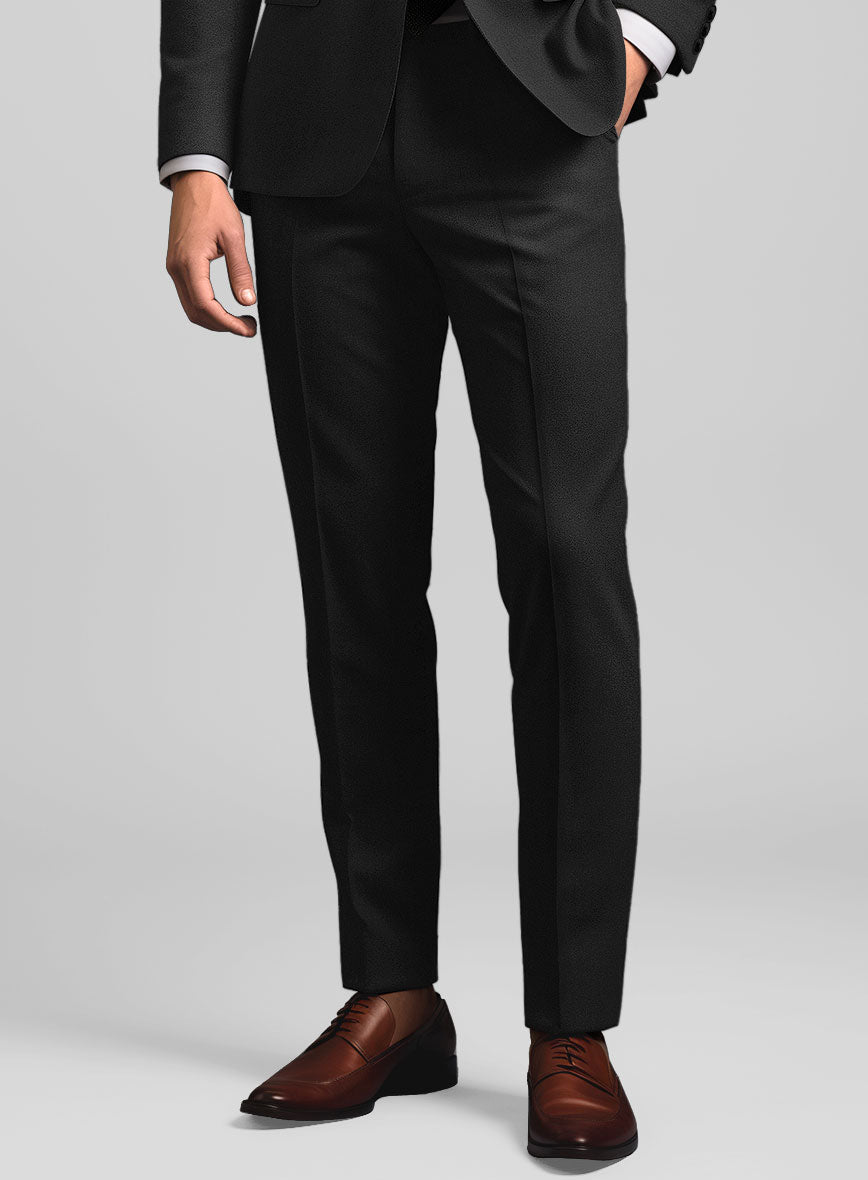 Men's Stretch Black Wool Pants by StudioSuits