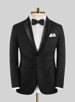 Stretch Black Wool Tuxedo Jacket - StudioSuits