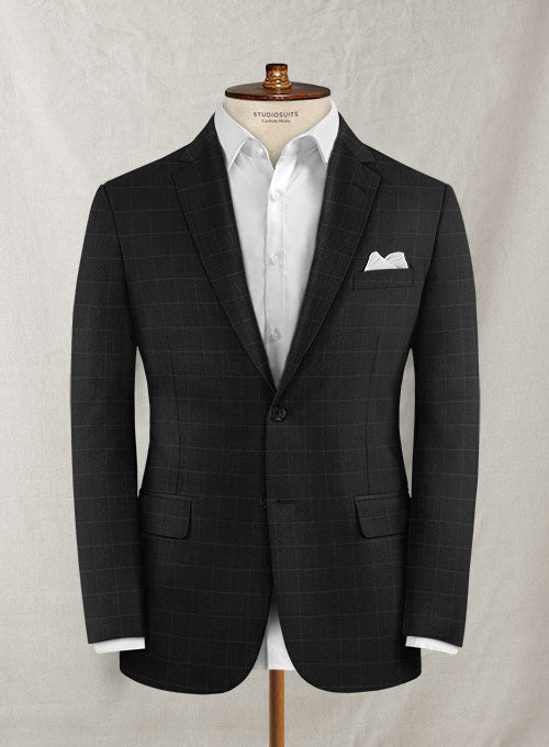 Stretch Boxer Charcoal Wool Jacket - StudioSuits