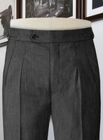 Stretch Charcoal Wool Highland Trousers - StudioSuits