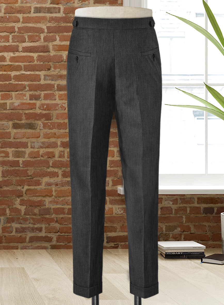 Stretch Charcoal Wool Highland Trousers - StudioSuits
