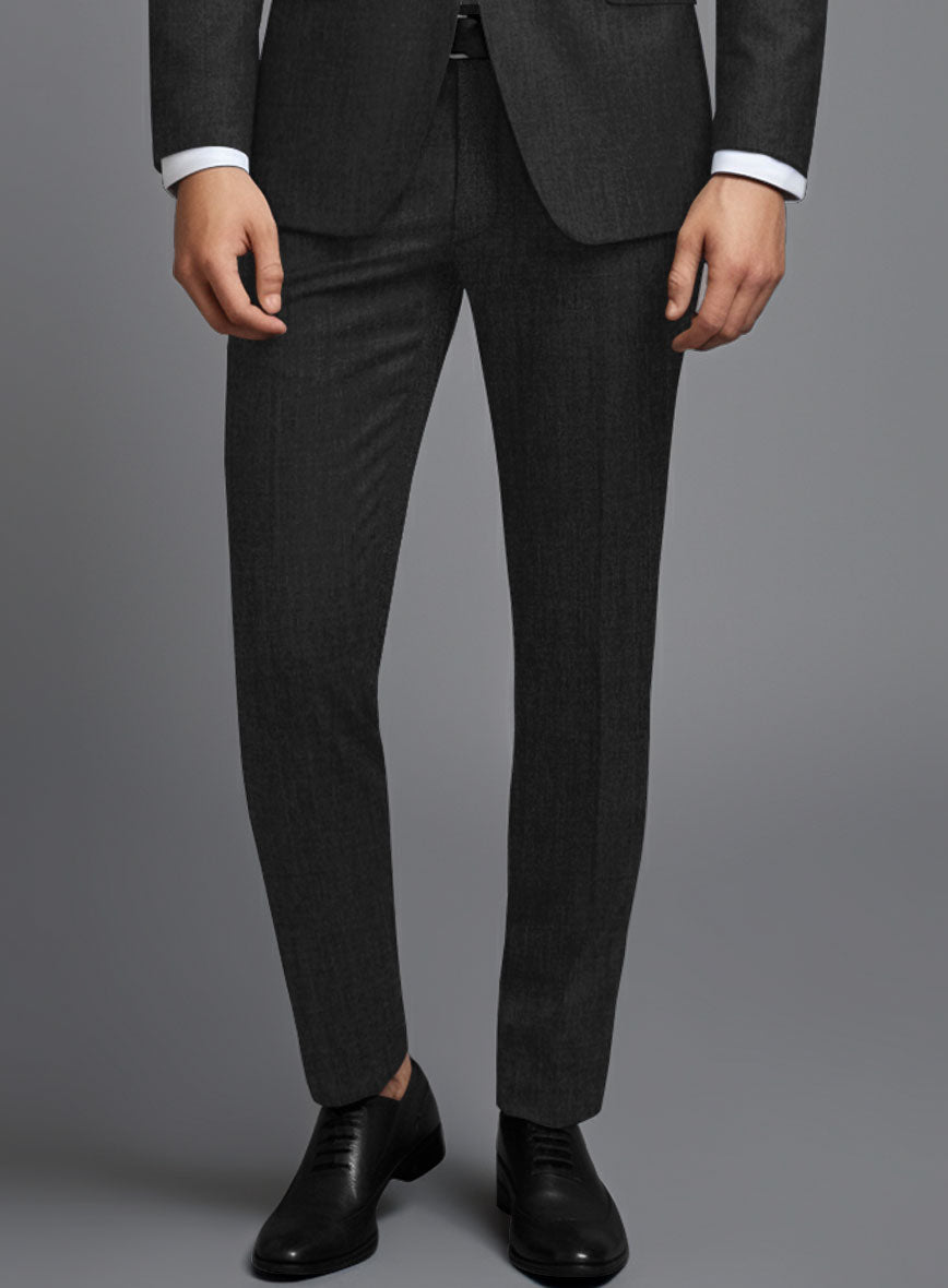 Stretch Charcoal Wool Pants - StudioSuits