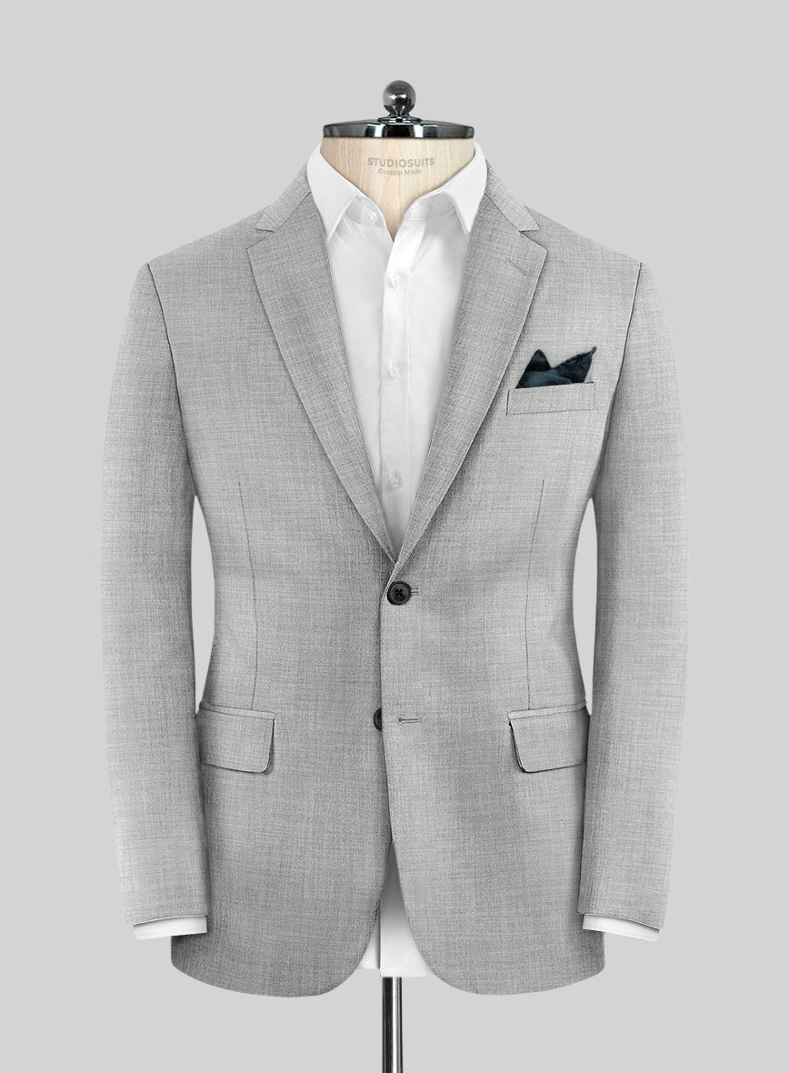 Stretch Light Gray Wool Jacket - StudioSuits