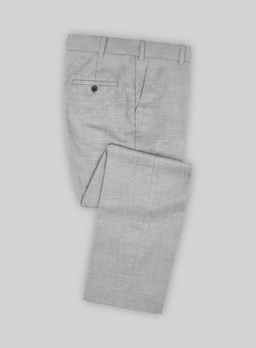Stretch Light Gray Wool Pants - StudioSuits
