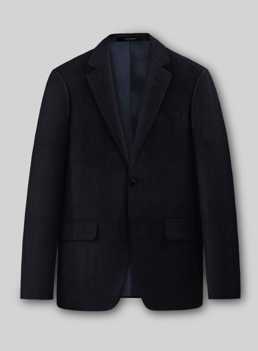 Stretch Midnight Blue Wool Jacket - StudioSuits