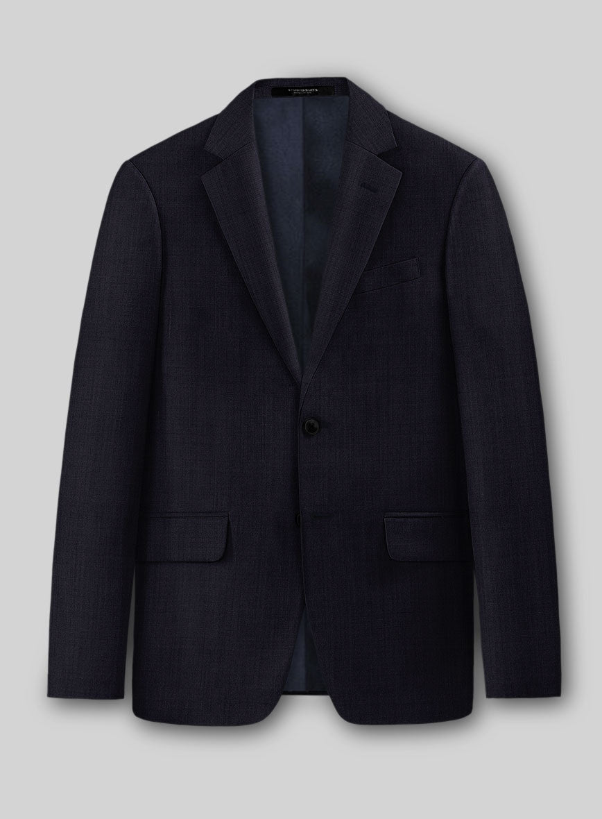 Stretch Midnight Blue Wool Jacket - StudioSuits