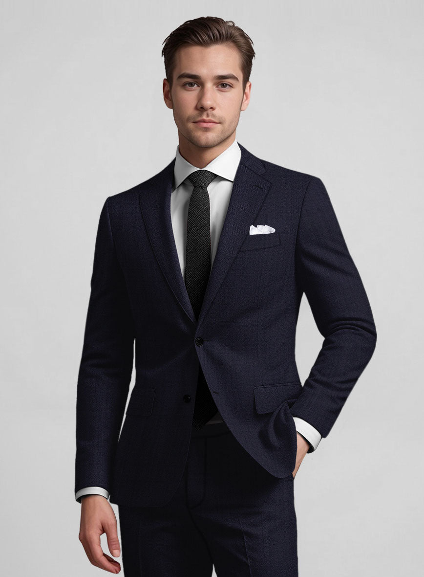 Stretch Midnight Blue Wool Jacket - StudioSuits