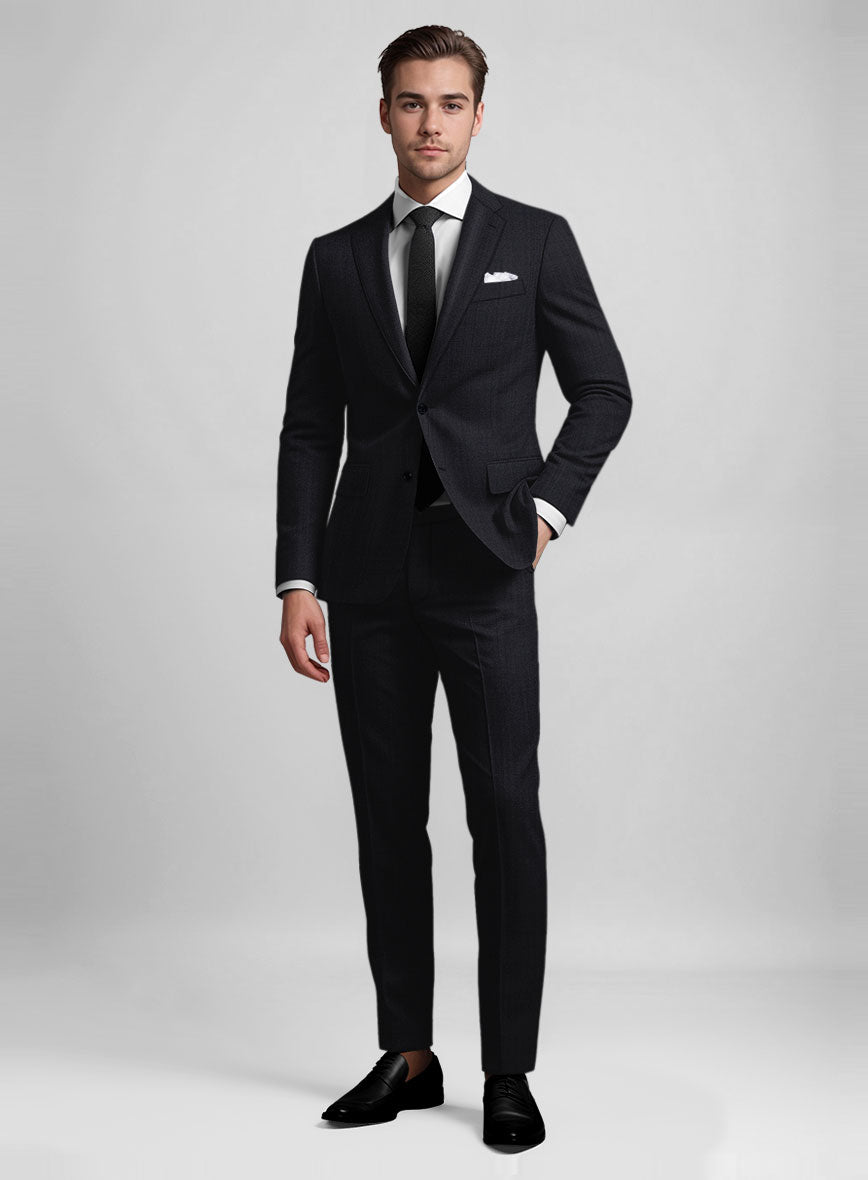 Stretch Midnight Blue Wool Suit - StudioSuits