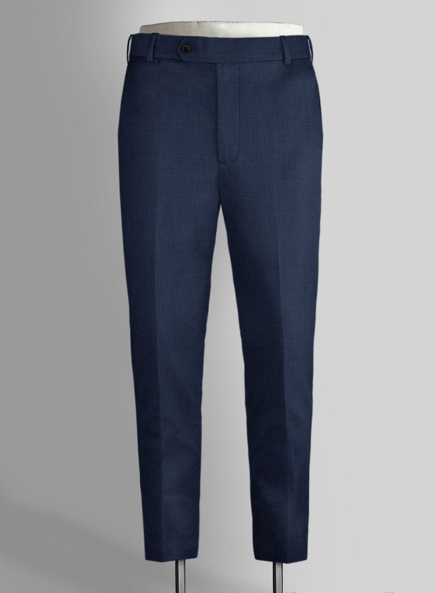 Stretch Royal Blue Wool Pants - StudioSuits