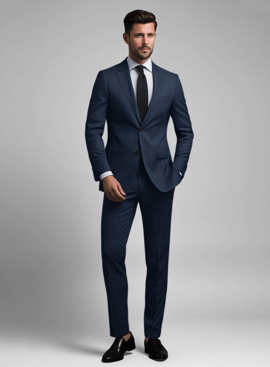 Stretch Royal Blue Wool Suit - StudioSuits