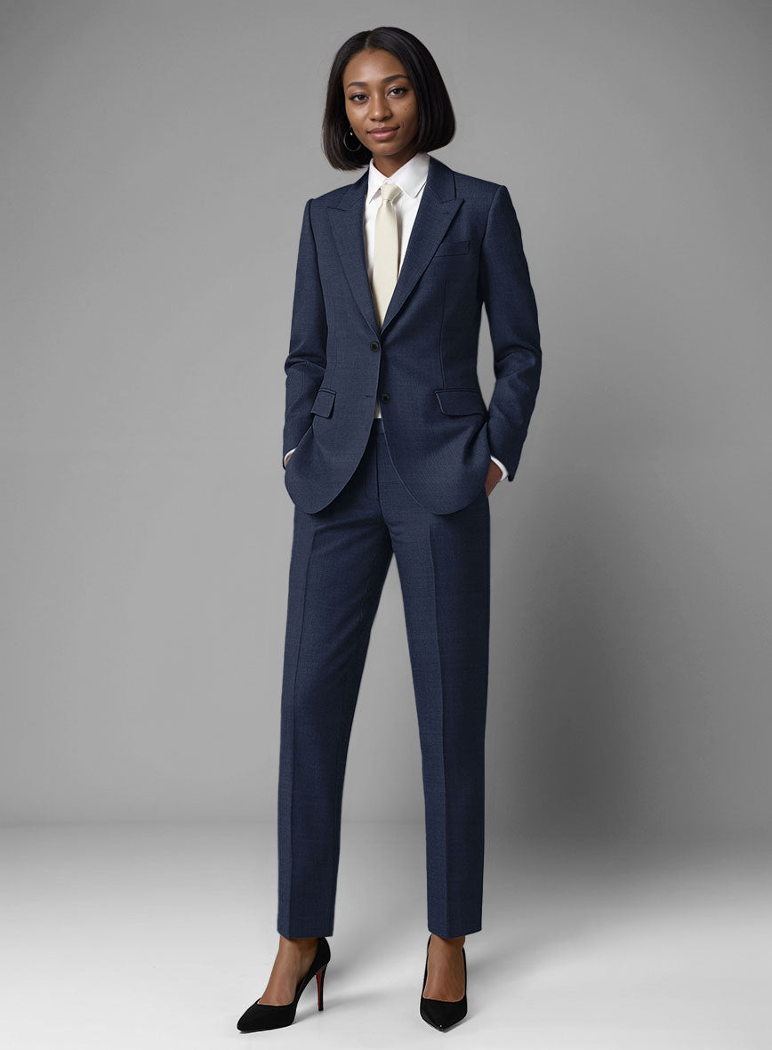 Women's Stretch Royal Blue Wool Suit - StudioSuits