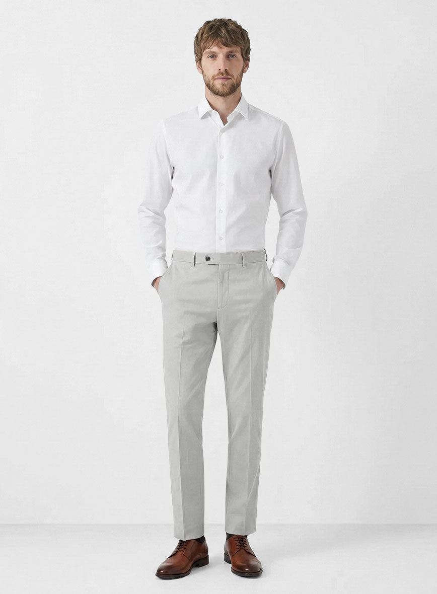 Stretch Summer Light Gray Chino Pants - StudioSuits