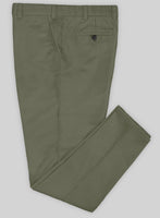 Washed Stretch Summer Olive Green Chino Pants - StudioSuits