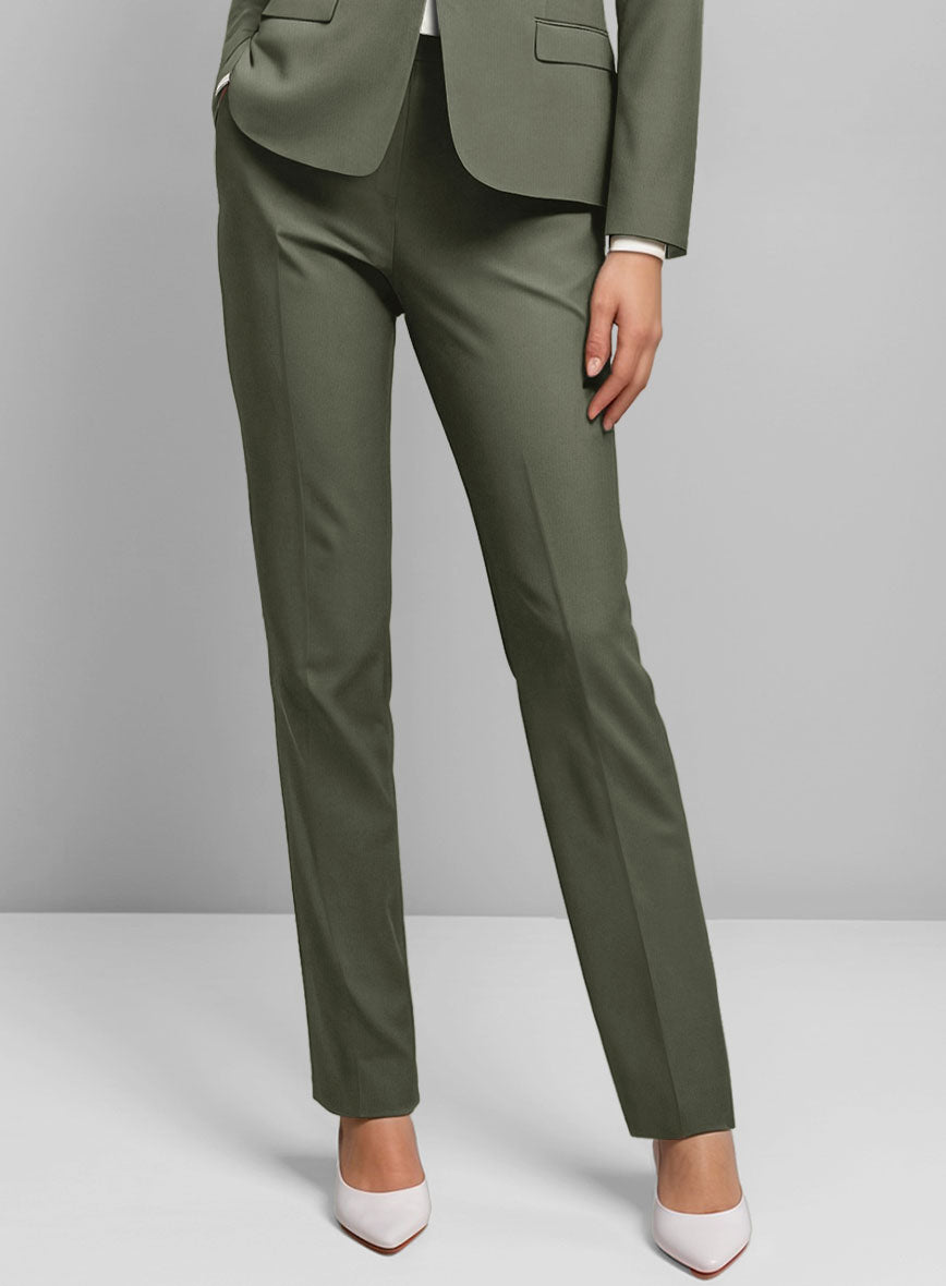 Women's Stretch Summer Weight Olive Green Chino Suit StudioSuits Women's Stretch Summer Weight Olive Green Chino Suit StudioSuits