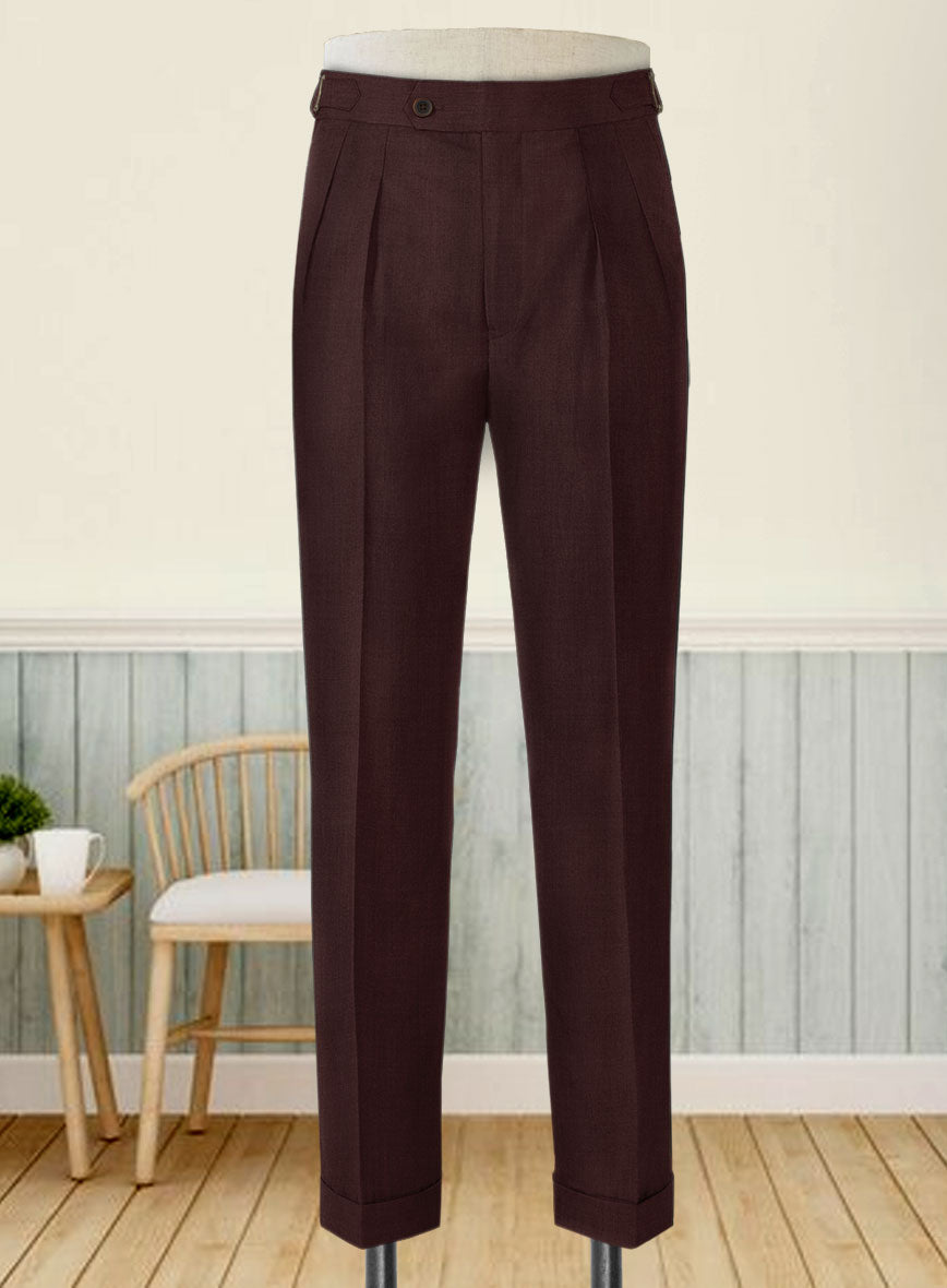Stretch Wine Wool Highland Trousers - StudioSuits