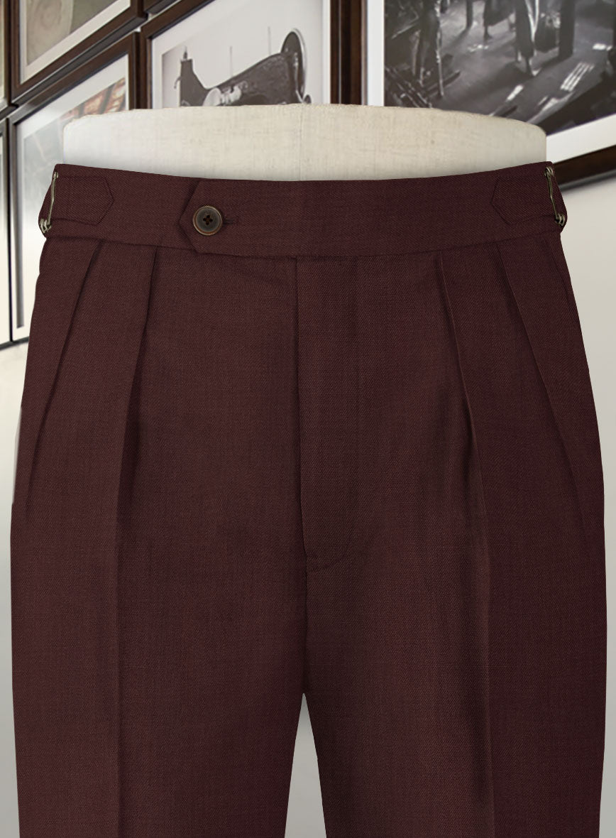 Stretch Wine Wool Highland Trousers - StudioSuits
