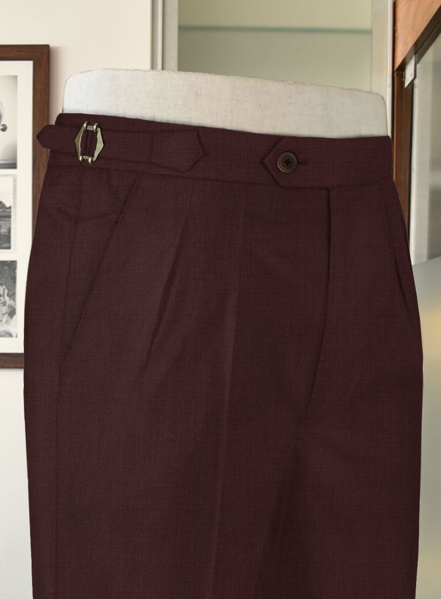 Stretch Wine Wool Highland Trousers - StudioSuits