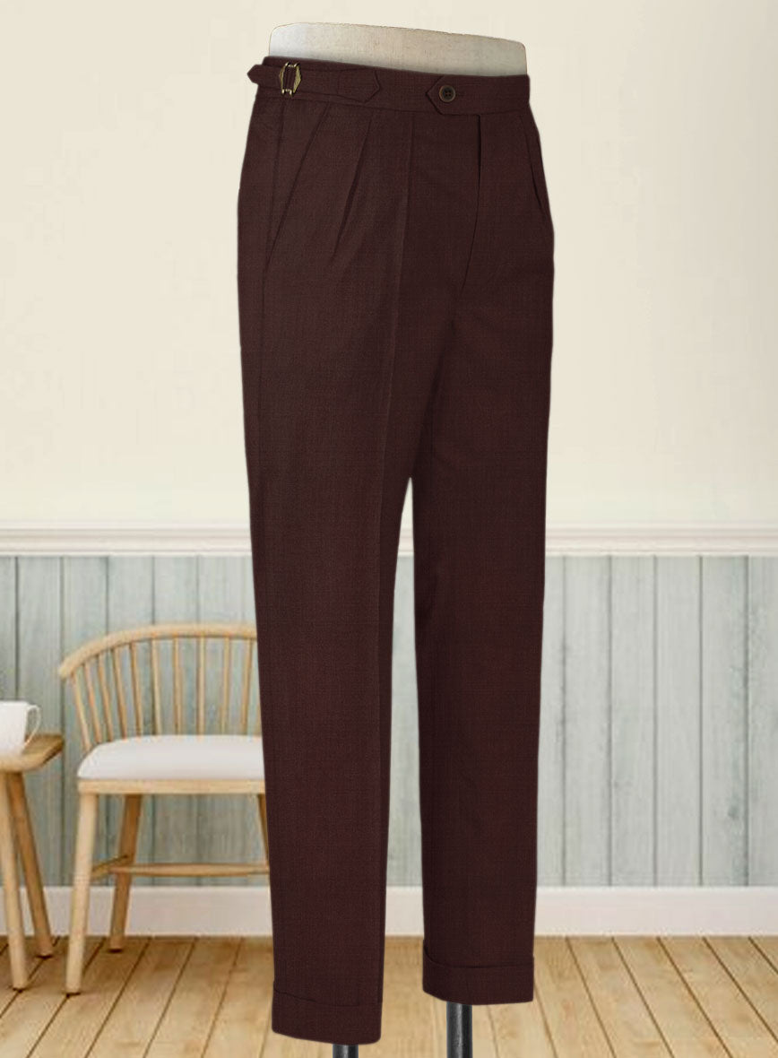 Stretch Wine Wool Highland Trousers - StudioSuits