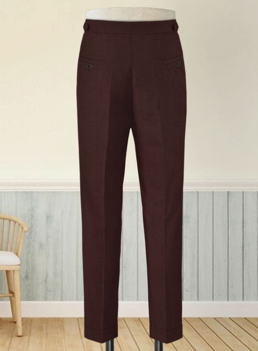 Stretch Wine Wool Highland Trousers - StudioSuits