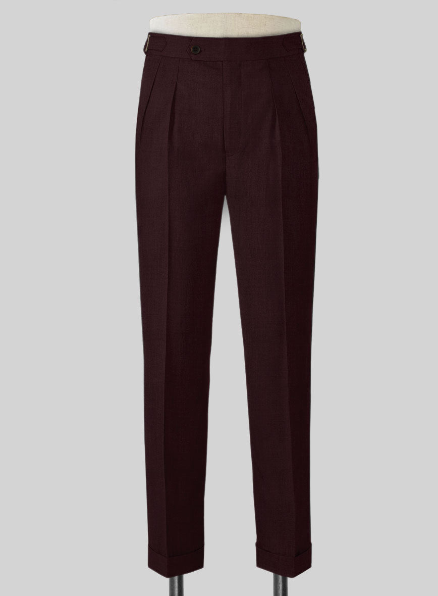 Stretch Wine Wool Highland Trousers - StudioSuits